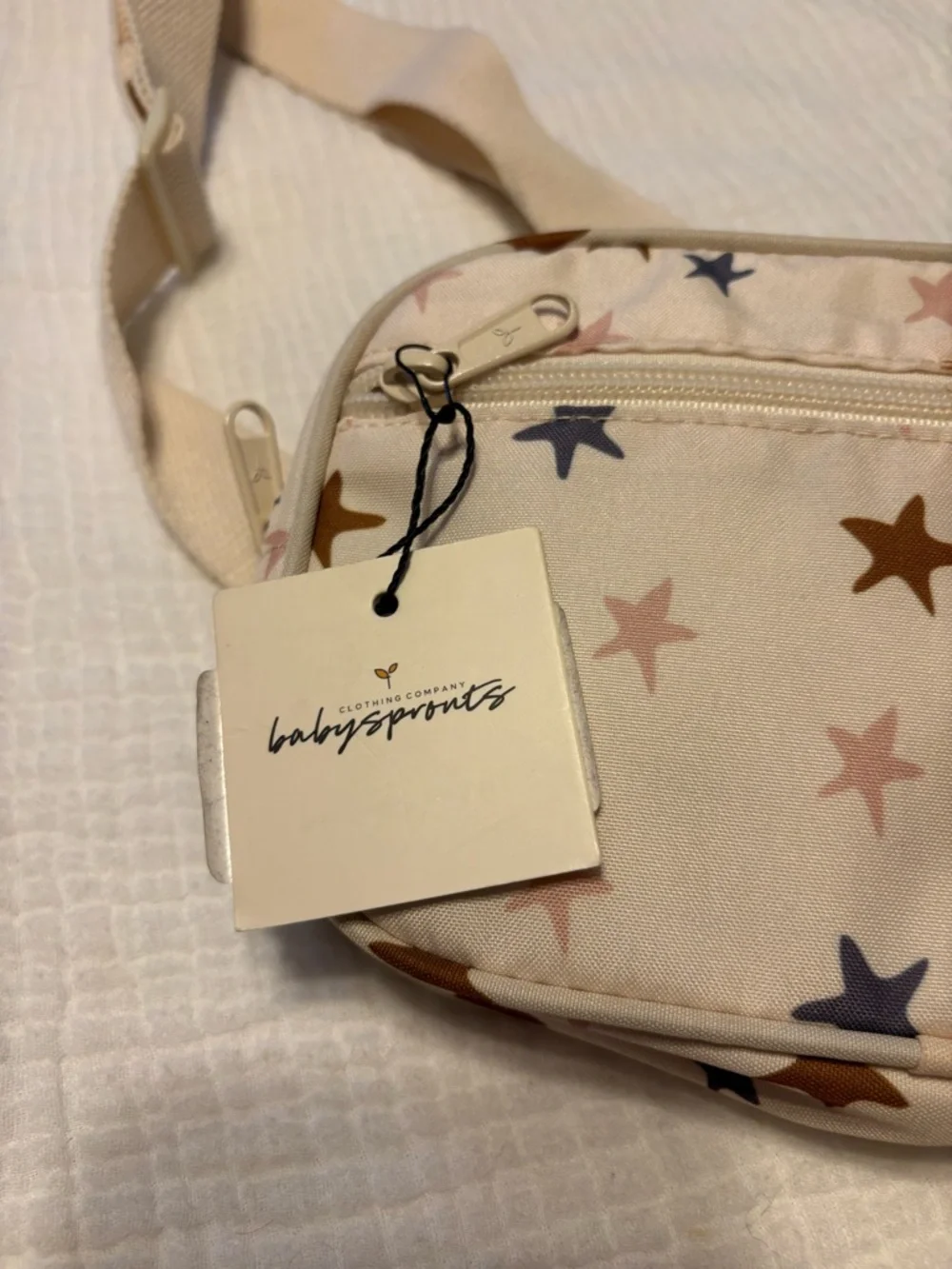 Baby Sprouts Star‎ Belt Bag Cream Multi Color Adjustable Kids Fanny Pack NWT